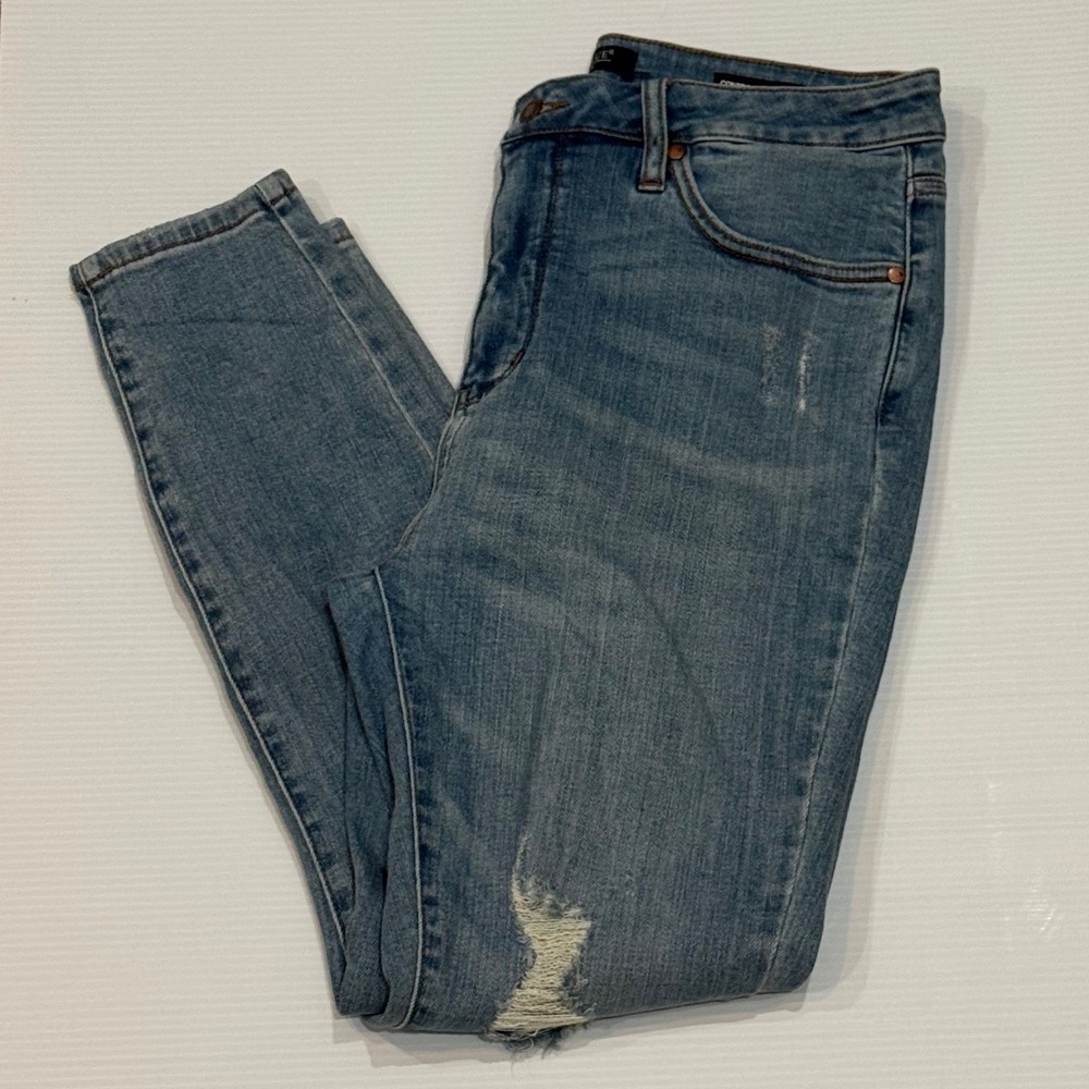 Judy Blue Los Angeles Control Top Skinny Distressed Jeans Medium Wash 15/32